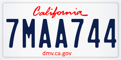 CA license plate 7MAA744