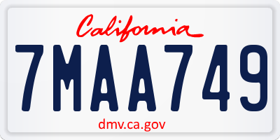 CA license plate 7MAA749