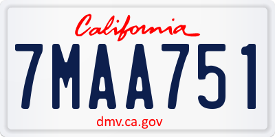 CA license plate 7MAA751