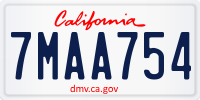 CA license plate 7MAA754