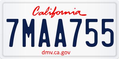 CA license plate 7MAA755