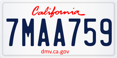 CA license plate 7MAA759