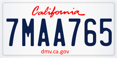 CA license plate 7MAA765
