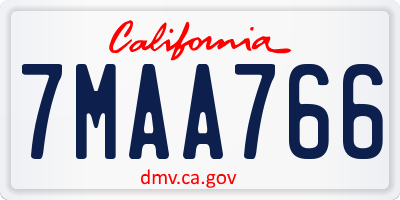 CA license plate 7MAA766