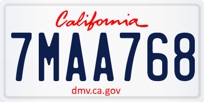 CA license plate 7MAA768