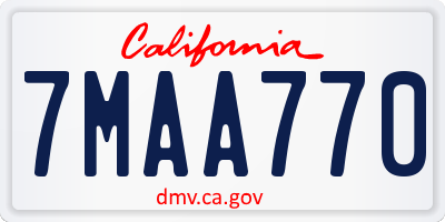 CA license plate 7MAA770