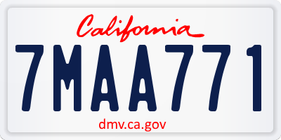 CA license plate 7MAA771