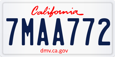 CA license plate 7MAA772