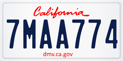 CA license plate 7MAA774