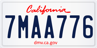 CA license plate 7MAA776