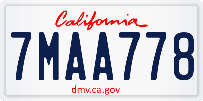 CA license plate 7MAA778