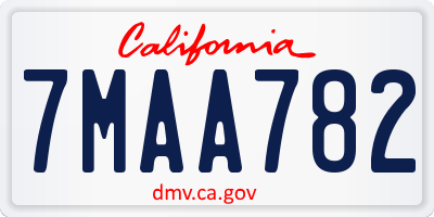 CA license plate 7MAA782