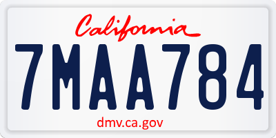 CA license plate 7MAA784