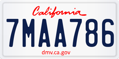 CA license plate 7MAA786