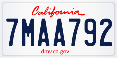 CA license plate 7MAA792