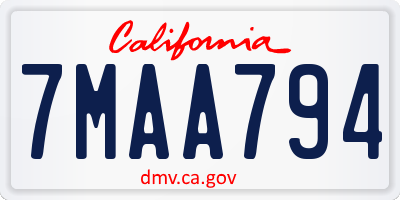 CA license plate 7MAA794