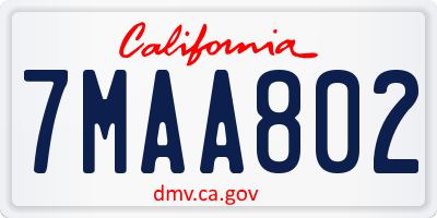 CA license plate 7MAA802