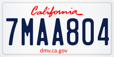 CA license plate 7MAA804