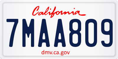 CA license plate 7MAA809