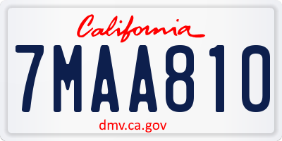 CA license plate 7MAA810