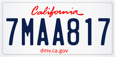 CA license plate 7MAA817