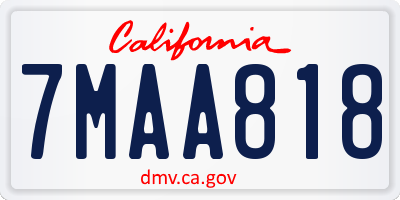 CA license plate 7MAA818