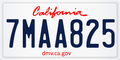 CA license plate 7MAA825