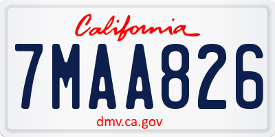 CA license plate 7MAA826