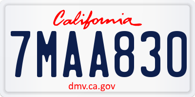CA license plate 7MAA830