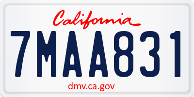 CA license plate 7MAA831
