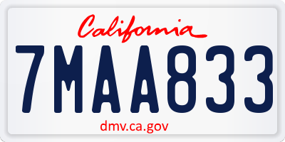CA license plate 7MAA833