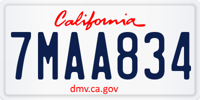 CA license plate 7MAA834