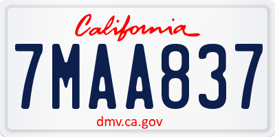 CA license plate 7MAA837