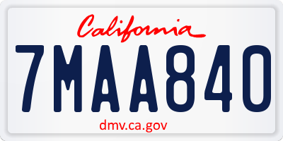 CA license plate 7MAA840