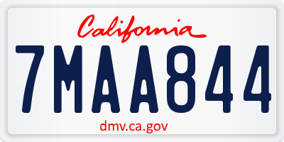 CA license plate 7MAA844