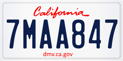 CA license plate 7MAA847
