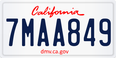 CA license plate 7MAA849