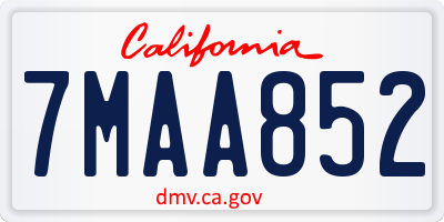 CA license plate 7MAA852