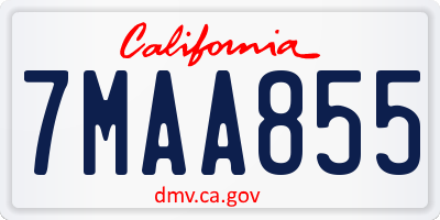 CA license plate 7MAA855