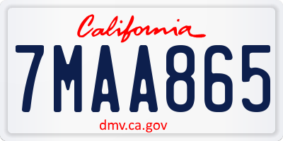 CA license plate 7MAA865