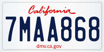 CA license plate 7MAA868