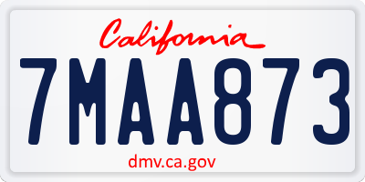 CA license plate 7MAA873