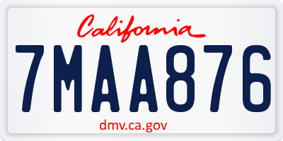 CA license plate 7MAA876