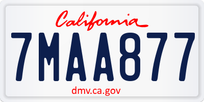 CA license plate 7MAA877