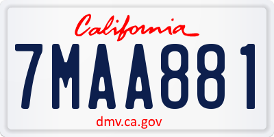 CA license plate 7MAA881
