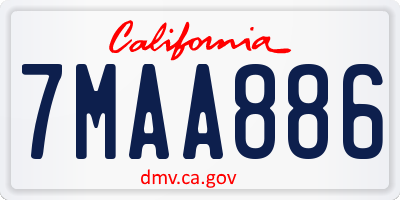 CA license plate 7MAA886