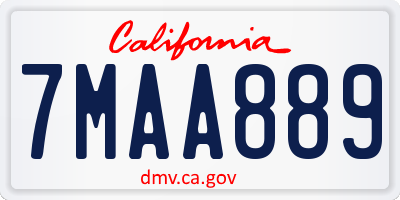 CA license plate 7MAA889