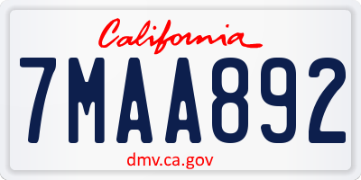 CA license plate 7MAA892