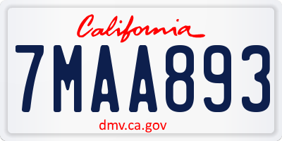 CA license plate 7MAA893