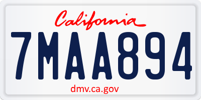 CA license plate 7MAA894